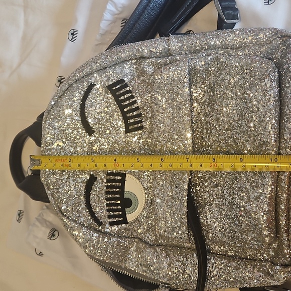 Chiara Ferragni Silver Glitter Eye Backpack - Picture 9 of 14